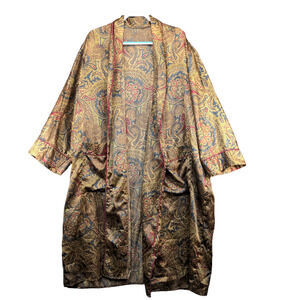 Colesce Collection Lingerie Women's Robe Multi Paisley Print Plus NAS Vintage